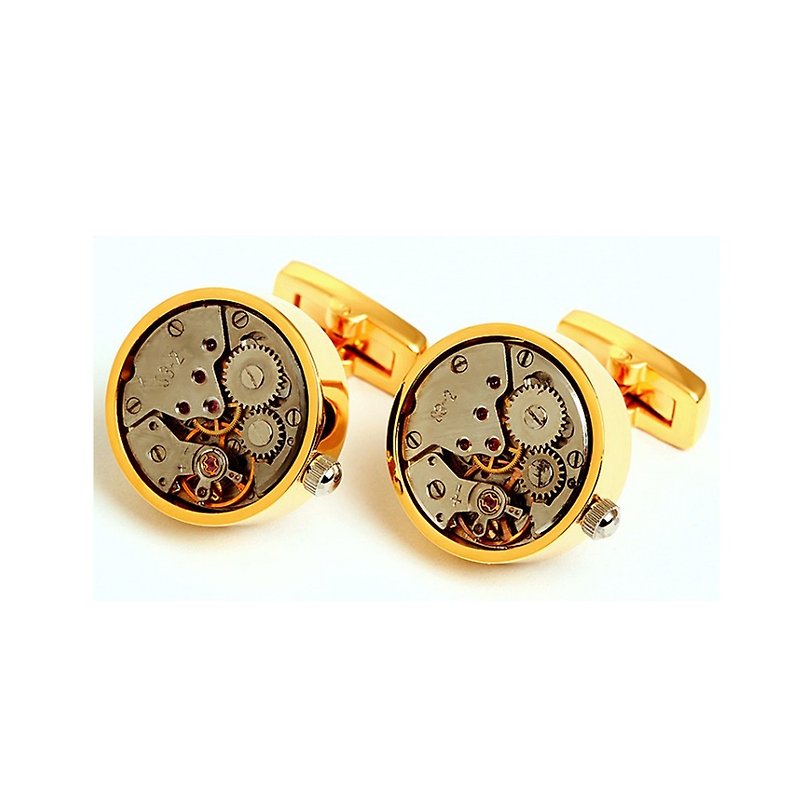 Kings Collection นาฬิกาข้อมือกลึงโลหะแบบกลมแบบโบราณ KC10039 ทอง - กระดุมข้อมือ - โลหะ สีทอง