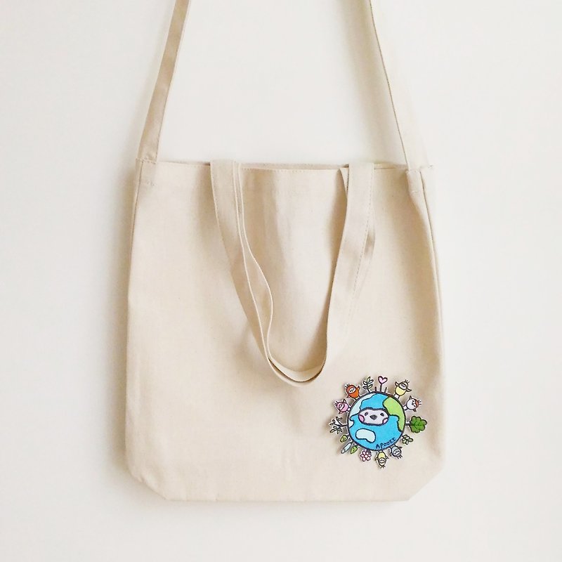 Earth canvas tote bag - Messenger Bags & Sling Bags - Cotton & Hemp 