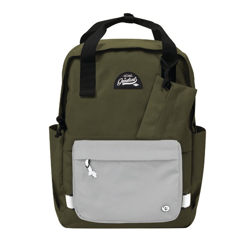 Grinstant Mix and Match Detachable 15.6" Backpack - Adventure Series (Military Green and Light Grey) - กระเป๋าเป้สะพายหลัง - เส้นใยสังเคราะห์ สีเขียว