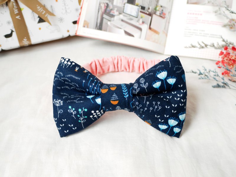 寶寶髮帶 嬰兒髮帶│立體蝴蝶結:::黑夜樹林 - 嬰兒帽子/髮帶 - 棉．麻 藍色