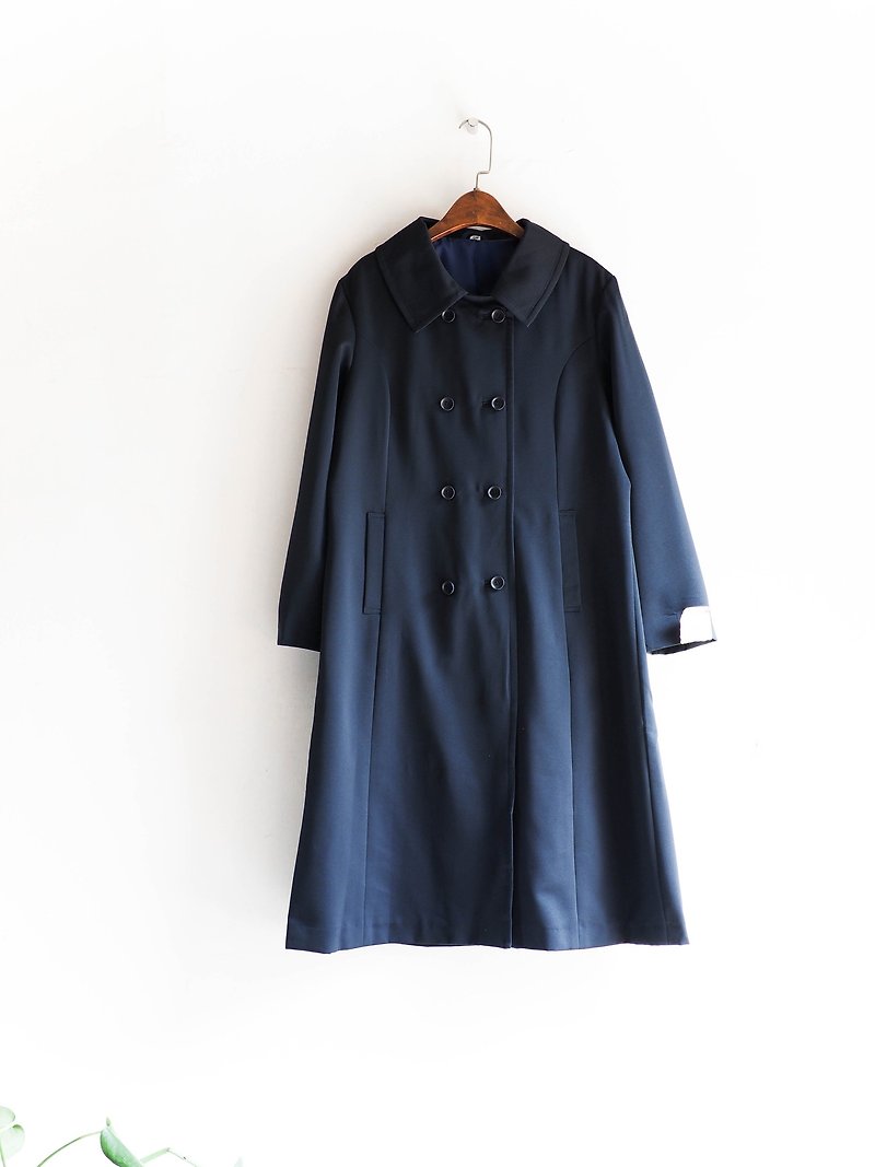 River tide_coat dustcoat jacket coat oversize vintage - Women's Blazers & Trench Coats - Polyester Blue