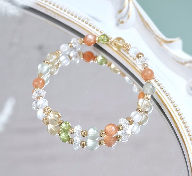 Lime Pomelo Blossom Stone Titanium Stone Bracelet - Joyful Joy - Bracelets - Other Metals Orange