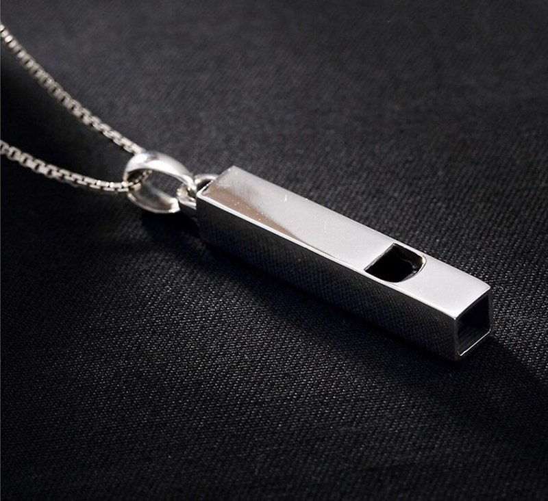 Real 925 Sterling Silver Simple Handmade Whistle Pendant without Chain Unisex - 長頸鍊 - 純銀 銀色