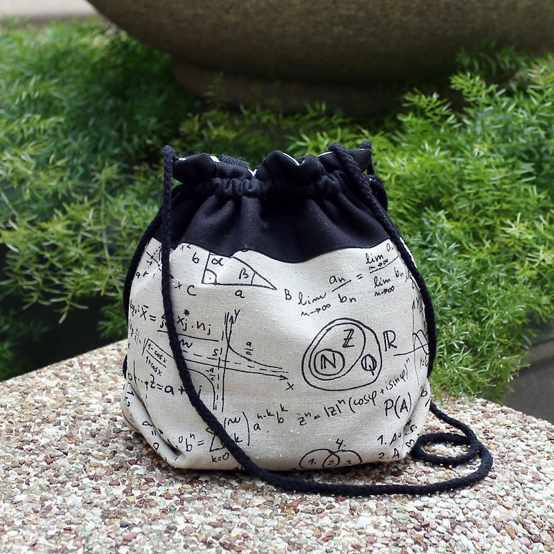 3-in-1 Shoulder/Slant Back/Hand Strap Bucket Bag - Mathematical Equation (A27) - Messenger Bags & Sling Bags - Other Materials Black