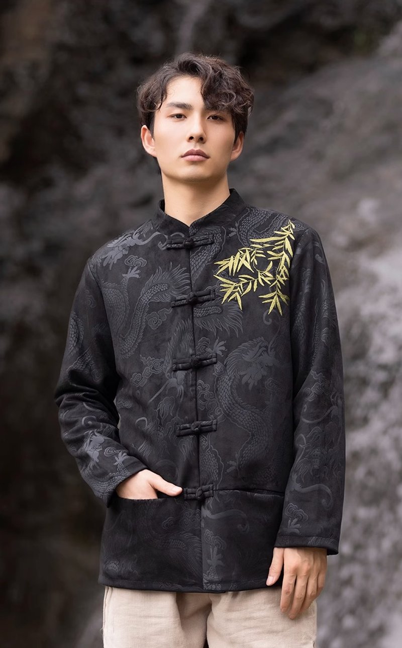 New Chinese style retro loose bamboo leaf jacket - Men's Coats & Jackets - Other Materials Multicolor