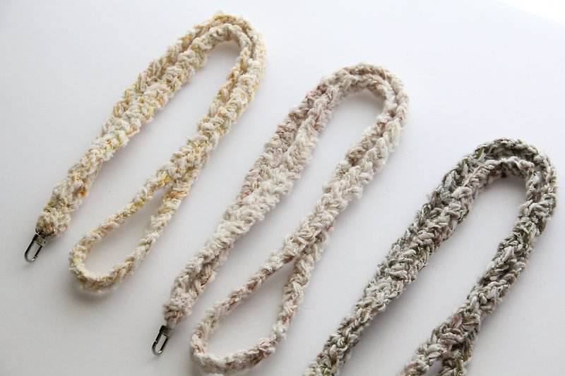 Mixed line side and back braided mobile phone rope - Lanyards & Straps - Cotton & Hemp White