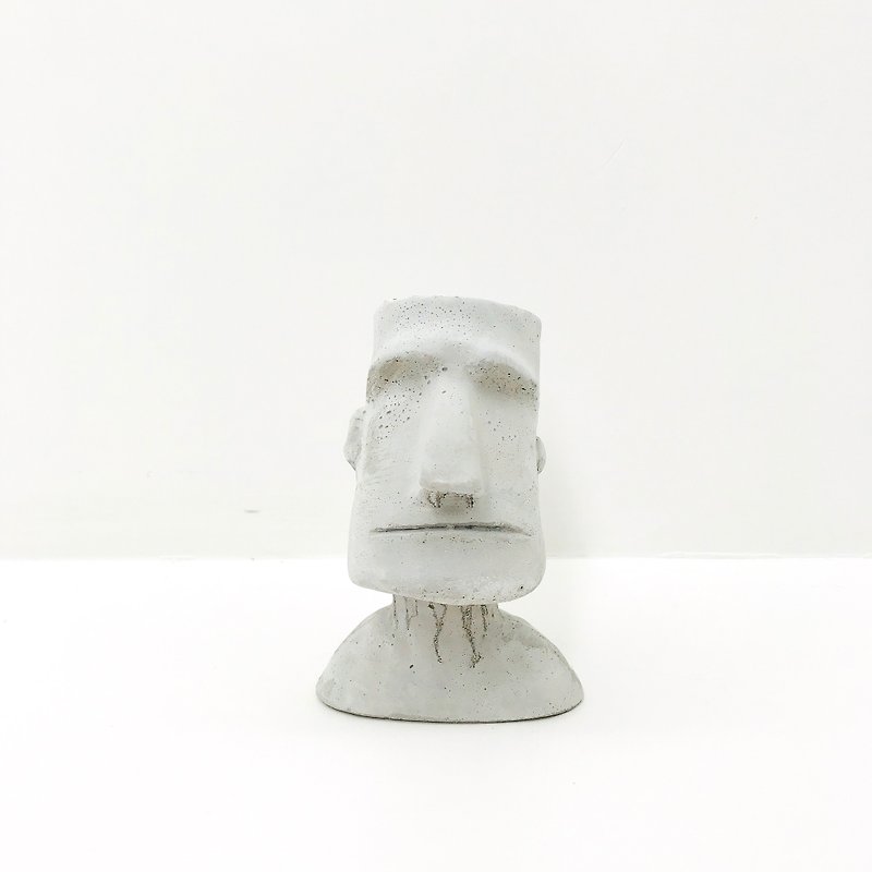 Exchanging gifts)) Cement Moai potted plant or pen holder - Plants - Cement Silver