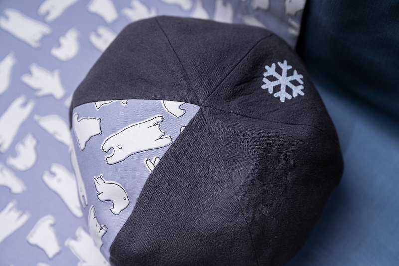 [Mr. Polar Bear] Hand-printed beret/beret/painter hat - Hats & Caps - Cotton & Hemp Gray