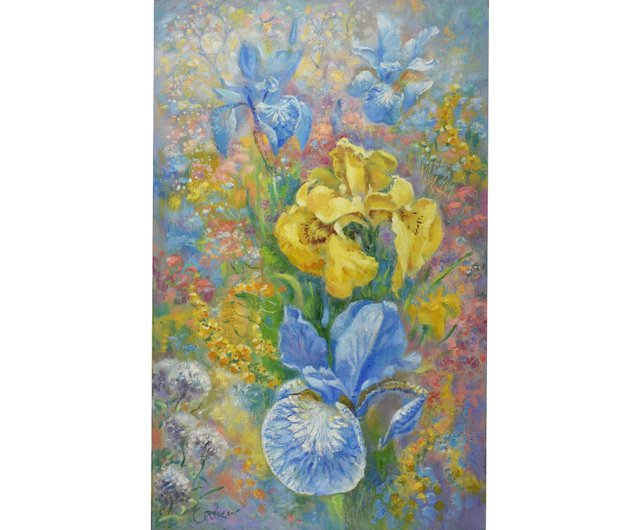 画花鸢尾花用鲜花绘画アイリス絵画花オリジナルアート花油