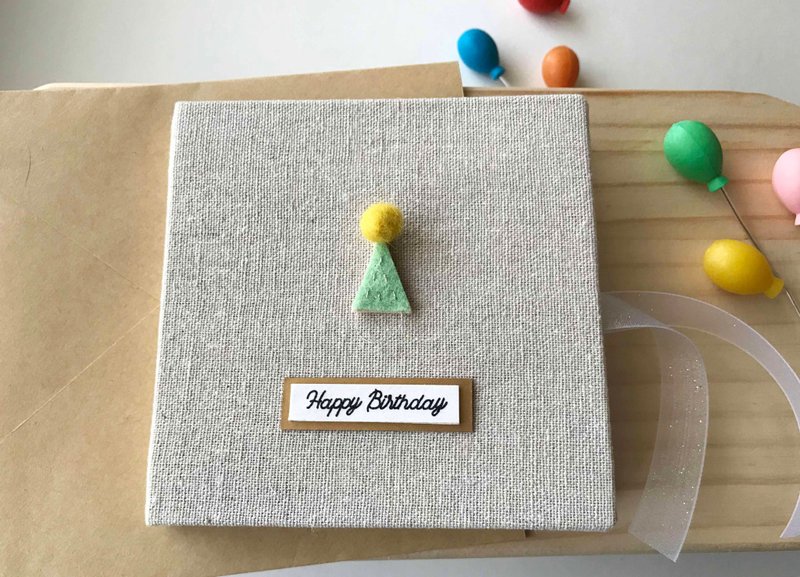 Blessings from a little birthday hat|Handmade card|Birthday card|Handmade Birthday card light green - Cards & Postcards - Other Materials Multicolor