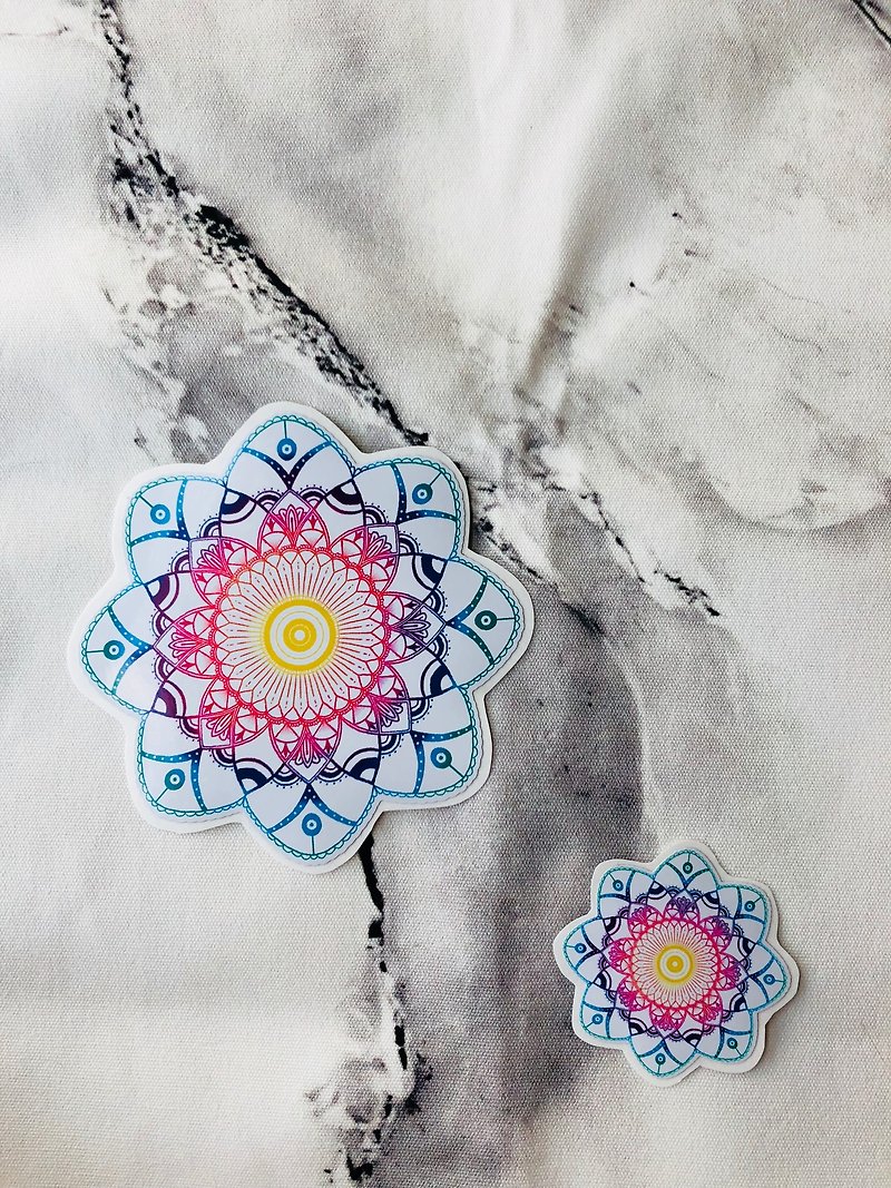(Set of 2) Hand-painted Mandala Henna Waterproof Luggage Sticker Mandala Hannah - Stickers - Waterproof Material Multicolor