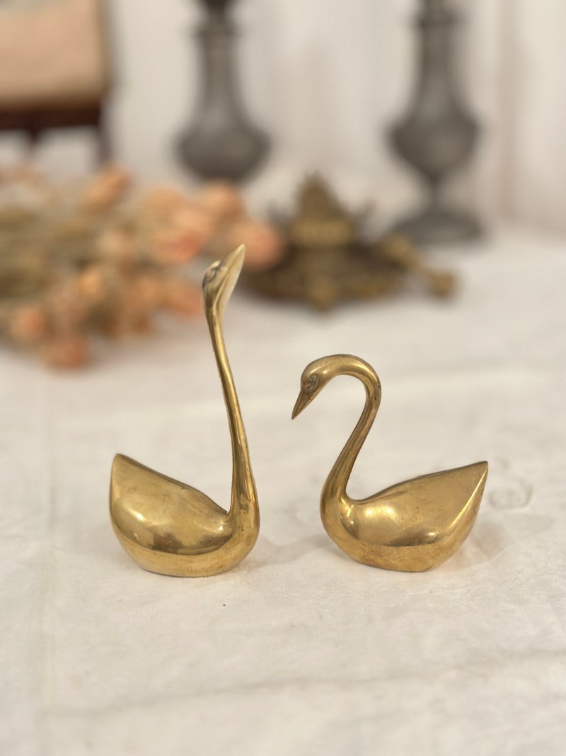 法國古董典雅家飾黃銅天鵝一對 - 擺飾/家飾品 - 銅/黃銅 