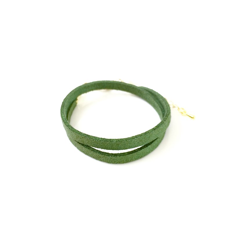 Green grass - suede roping bracelet (can also be used as a necklace) - สร้อยข้อมือ - ผ้าฝ้าย/ผ้าลินิน สีเขียว