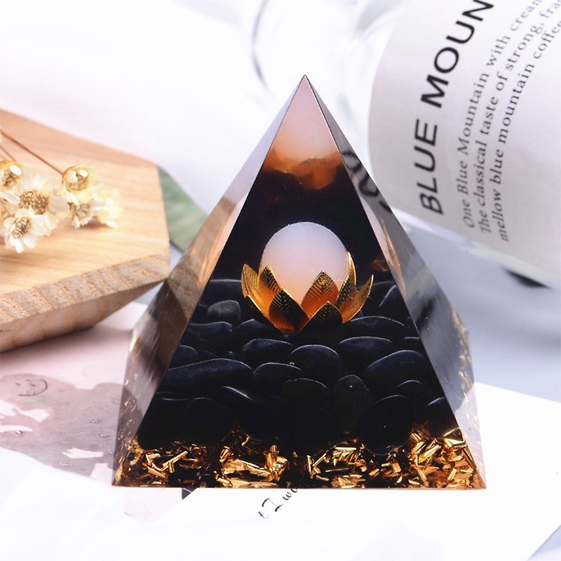 Pyramid Orgonite Orgonite Golden Lotus Chakra Meditation Crystal/Obsidian/Opal - Items for Display - Crystal 