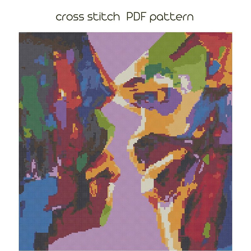 十字繡圖案 Kiss cross stitch, Pop Art cross stitch pattern, Modern cross stich /34/ - 手工藝教學/工具書 - 其他材質 