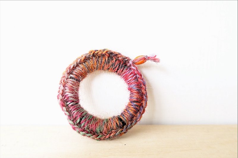 [Endorphin braided hair ring] - เครื่องประดับผม - ขนแกะ สีส้ม