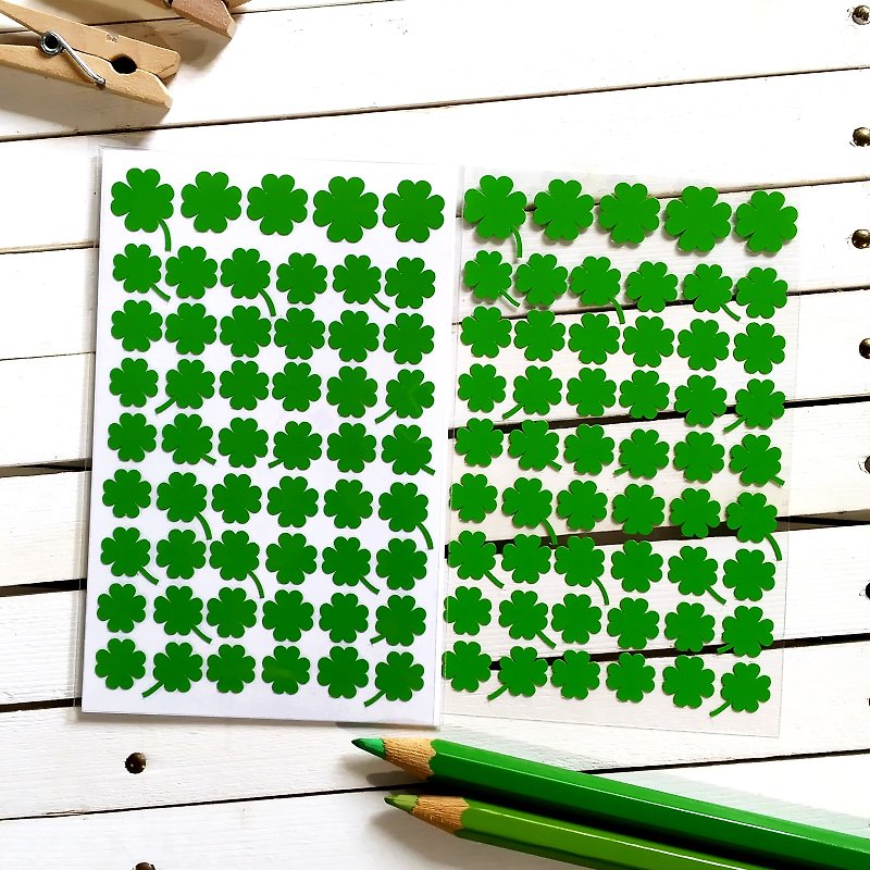 四葉草貼紙 幸運草貼紙 2張組 - 貼紙 - 防水材質 綠色