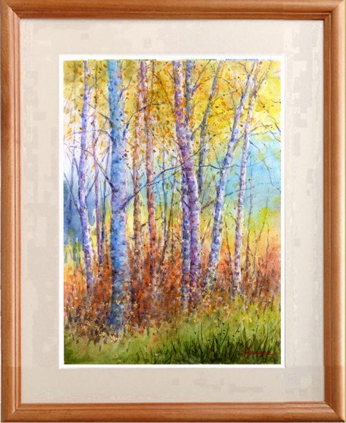 白樺林の水彩画　生原画 白樺林の水彩画 生原画 白樺林の水彩画 生原画 白樺林の水彩画