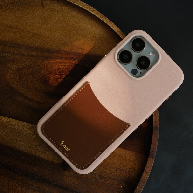 Lunar - Classic arch case (Rose Wood) เคสมือถือผลิตจากหนัง vegan leather 100% - Phone Cases - Polyester Pink