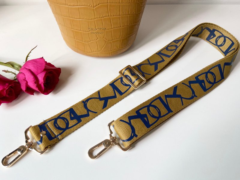 1.5 inch hand-made straps, cotton woven straps, backpack back, wide straps - กระเป๋าแมสเซนเจอร์ - เส้นใยสังเคราะห์ สีเหลือง