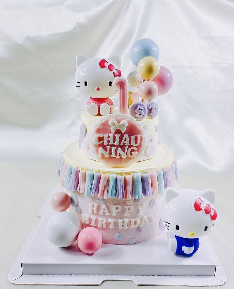 Hello Kitty birthday party birthday custom cake shape fondant cake 4+6 inch Tainan delivery - Cake & Desserts - Fresh Ingredients Pink