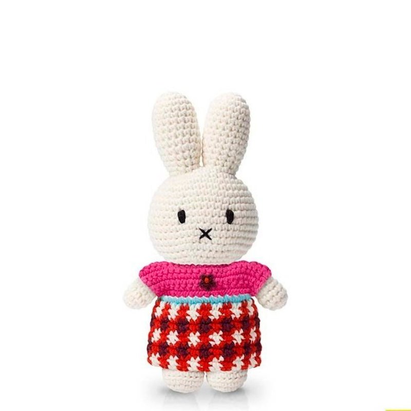 miffy handmade and her plaid dress (65th anniversary special edition) - Kids' Toys - Cotton & Hemp Multicolor