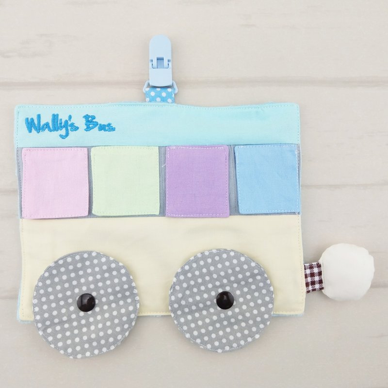 Embroider names for free. Corgi bus. Turn over the music bus-shaped sound paper soothing towel - ของขวัญวันครบรอบ - ผ้าฝ้าย/ผ้าลินิน สีเหลือง