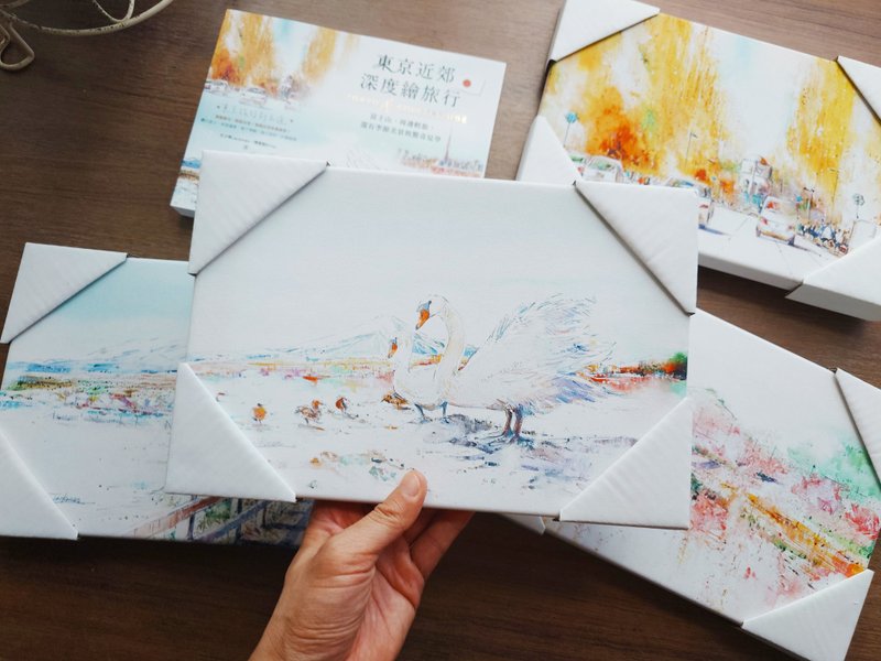 追訪富士山の旅 | 山中湖與白天鵝 |無框畫20X30cm | 裝飾畫 | - 海報/掛畫/掛布 - 木頭 白色