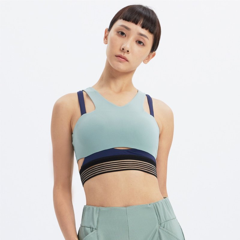 SPORTSWEAR- 輕度支撐交叉運動背心-丈青 - 背心/無袖上衣 - 聚酯纖維 藍色