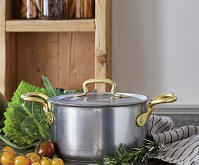 Sambonet】1965 Vintage 復古系列不鏽鋼雙耳湯鍋20cm-附蓋Sambonet