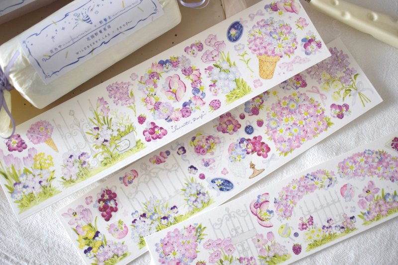 In the flowers-PET and paper tape fresh flowers DIY hand-painted diary decoration material - มาสกิ้งเทป - กระดาษ หลากหลายสี