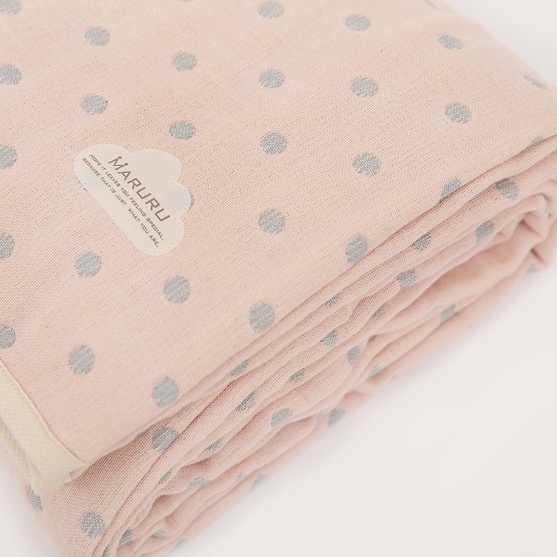 [Gift bag set] Six layers of yarn quilt XL-pink powder gray [wedding gift/housewarming gift/birthday gift] - Blankets & Throws - Cotton & Hemp Pink