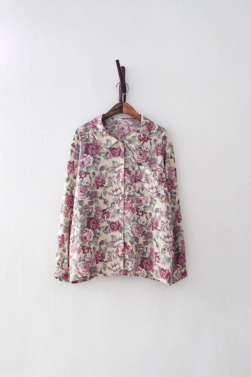 Banana Flyin '| vintage | Japanese temperament long-sleeved floral shirt - เสื้อเชิ้ตผู้หญิง - ผ้าฝ้าย/ผ้าลินิน 