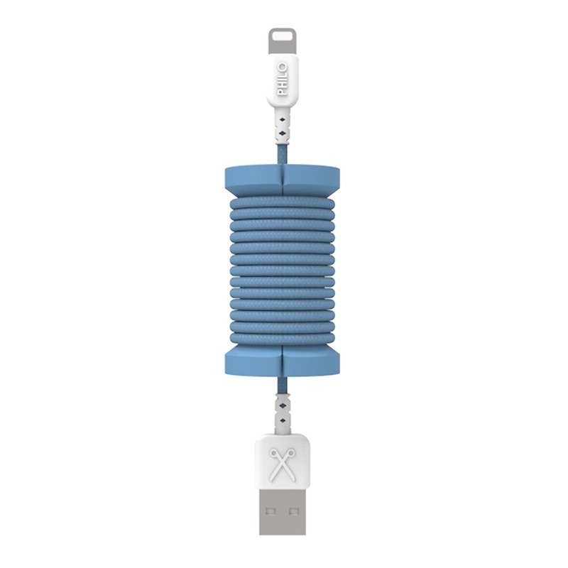 義大利PHILO Lightning - USB 繽紛編織傳輸線 100cm 藍8055002390996 - 行動電源/充電線 - 塑膠 藍色