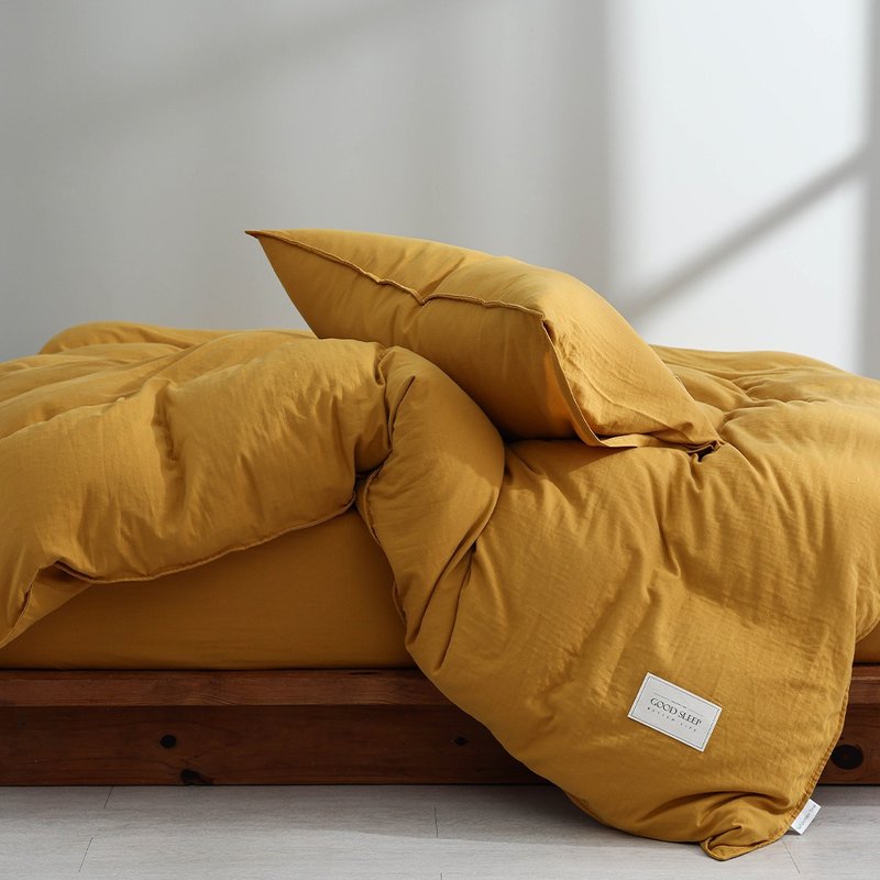 Japanese light twisted yarn double thin quilt cover (180x210cm)/mulberry dyed - Bedding - Cotton & Hemp Yellow