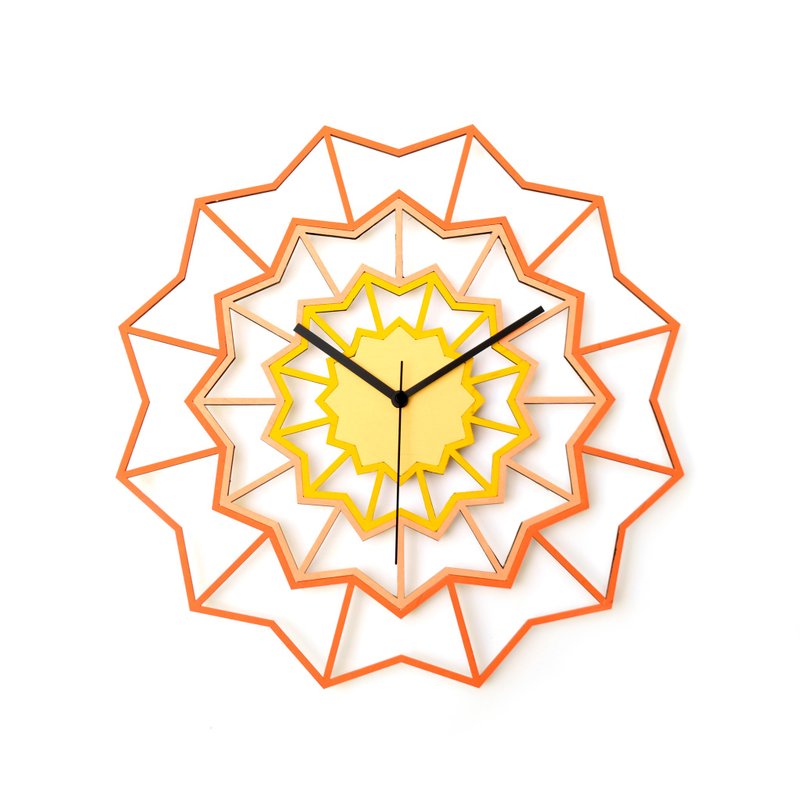 Yellow and orange European handmade wall clock - Chevron Naples - นาฬิกา - ไม้ สีส้ม