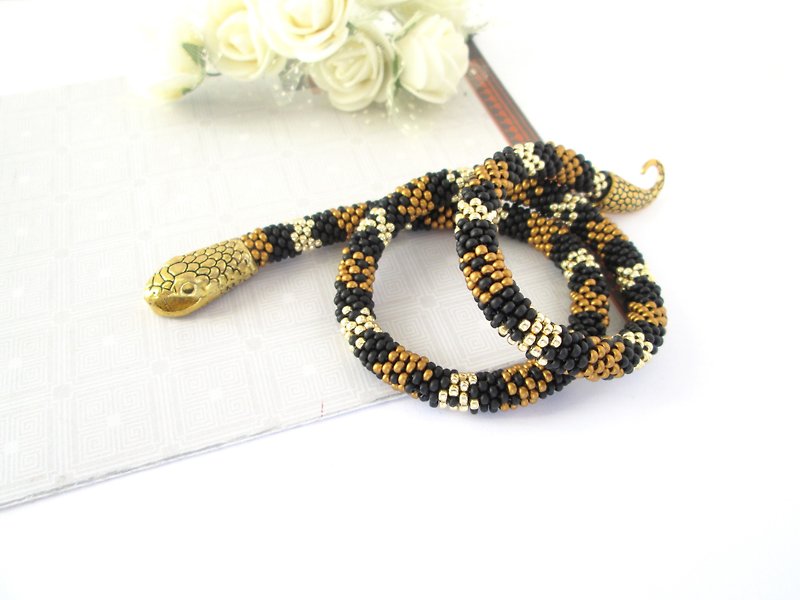 Snake striped bracelet Ouroboros jewelry for her Witch bracelet for wife Snakesk - สร้อยข้อมือ - วัสดุอื่นๆ หลากหลายสี