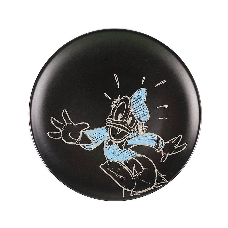 Donald Duck imitation chalk graffiti silhouette dessert plate [Hallmark-Disney] - จานและถาด - ดินเผา สีดำ