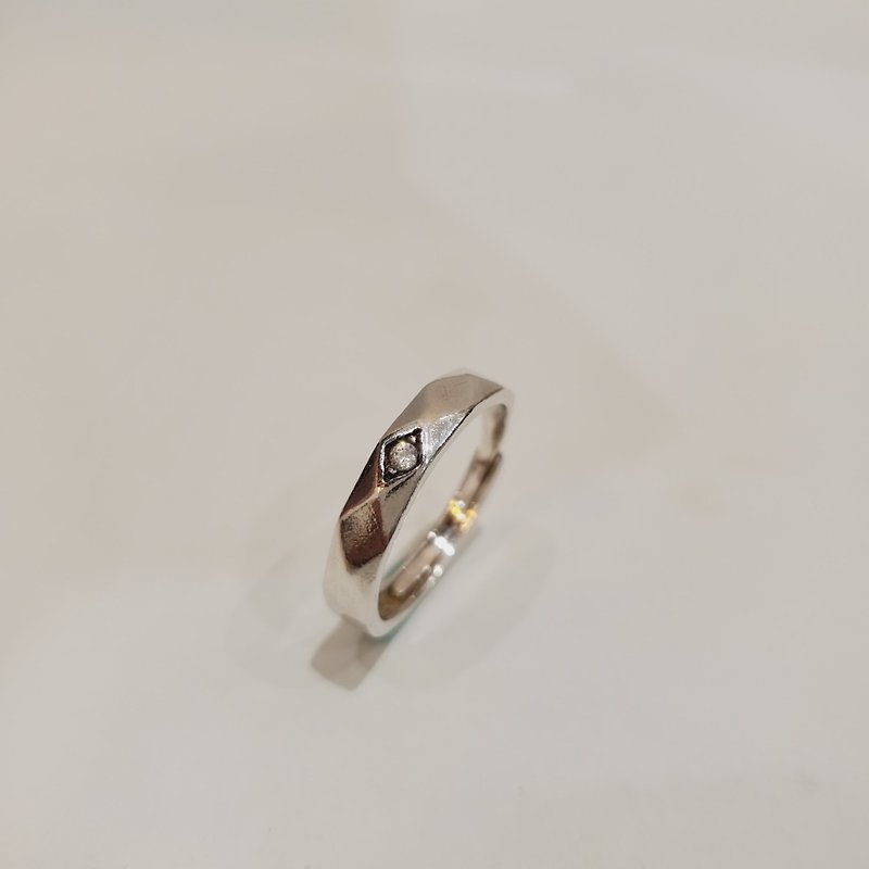 【Event Ring】Lingge Single Diamond Ring/Sold out out of print - แหวนทั่วไป - เงินแท้ สีเงิน