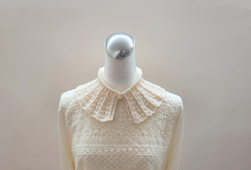 Hand-woven palace-style wool decorative collar piece (color can be customized fake collar and neck warmth) - Other - Cotton & Hemp White