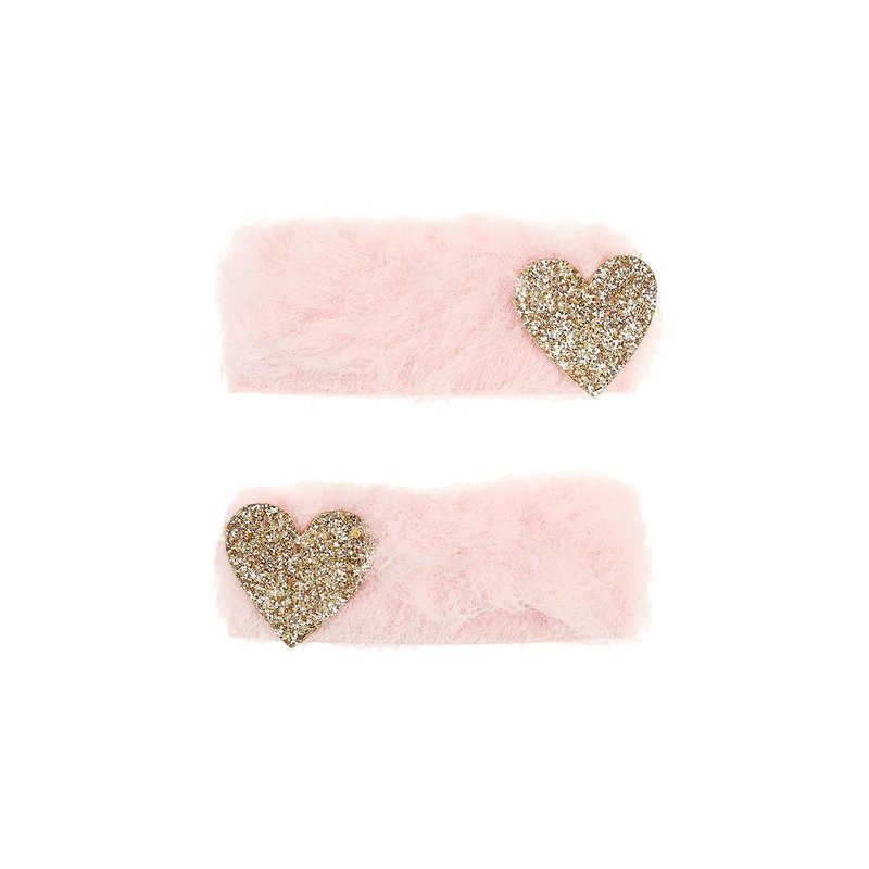 Dutch Souza pink love square hairpin set - Hair Accessories - Polyester Pink