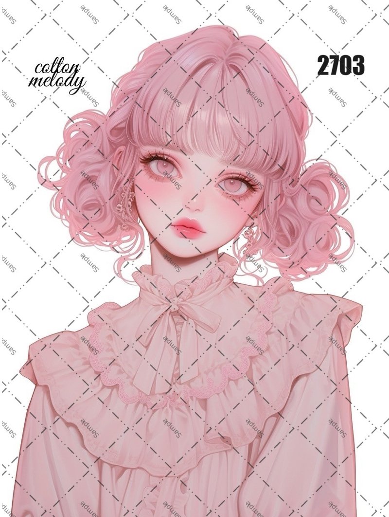 original sticker no.2703 人物ステッカー オリジナルステッカー オリジナル人物ステッカー 装飾ステッカー cotton melody - 貼紙 - 紙 