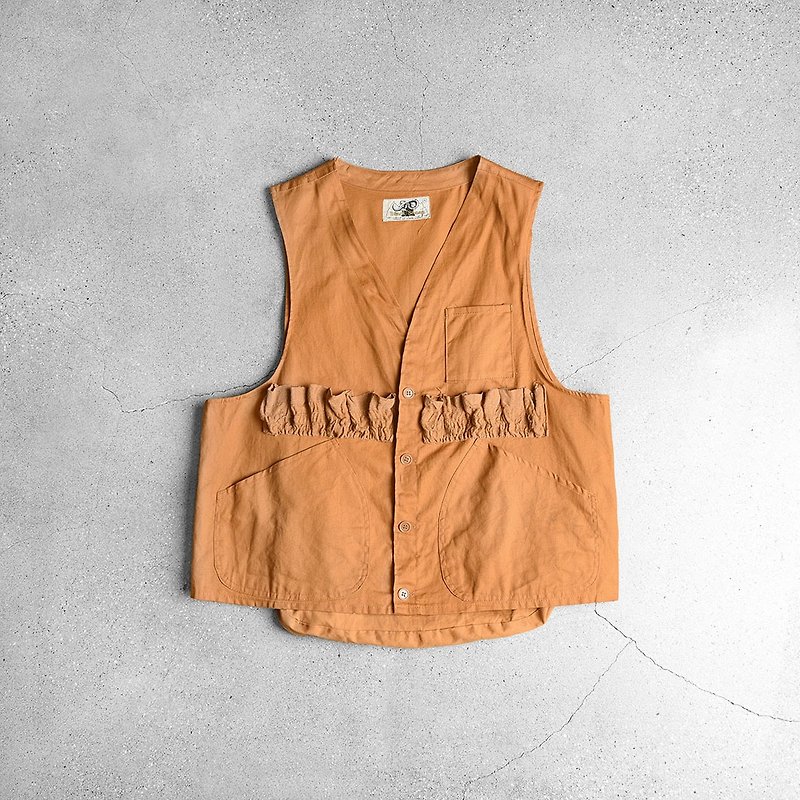 Vintage Hunting Vest - เสื้อกั๊กผู้ชาย - ผ้าฝ้าย/ผ้าลินิน สีส้ม