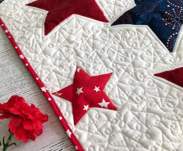 Independence Day 4th of July Table Runner and 4 Pieces Red Blue White Stars 