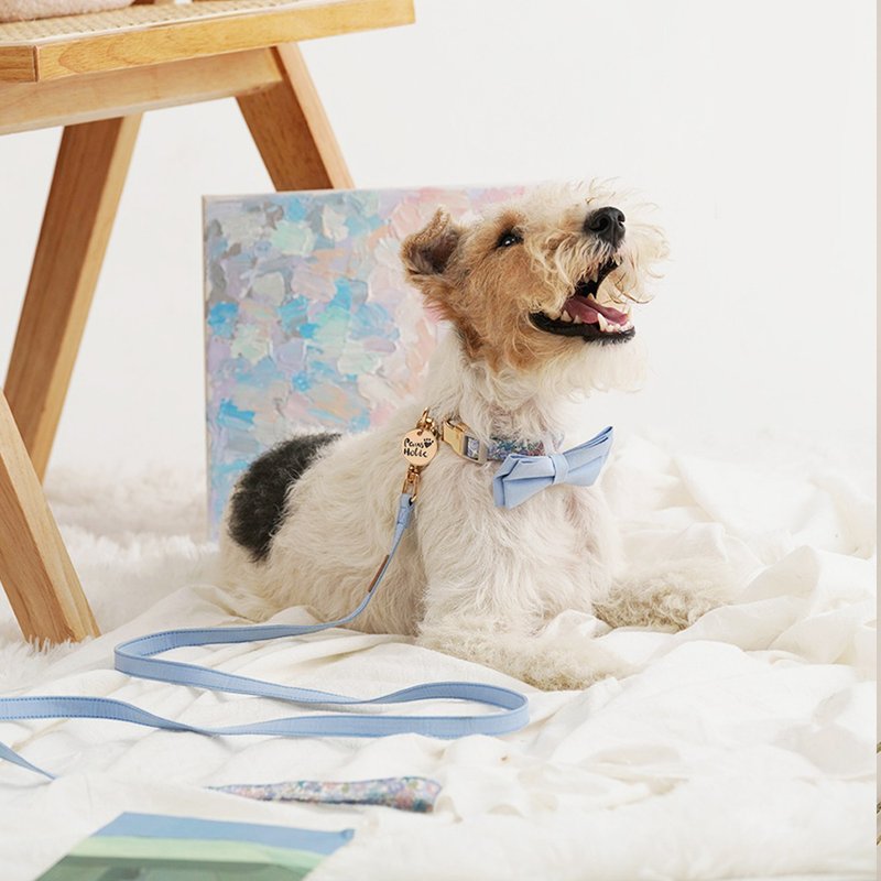 客製/領結可拆/棉質舒適 | 狗貓項圈-紫藤迷霧 Pawsholic爪迷 - 貓狗頸圈/牽繩 - 棉．麻 