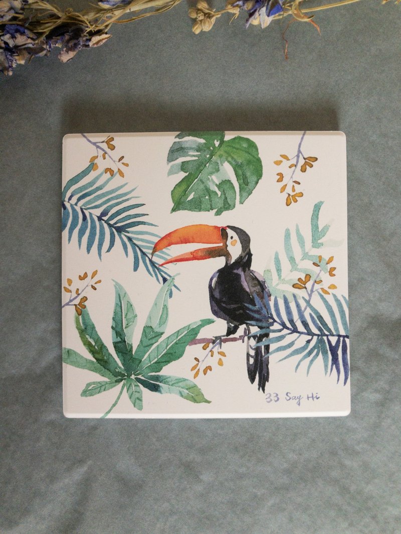熱帶大嘴鳥/陶瓷吸水杯墊 - 其他 - 陶 綠色