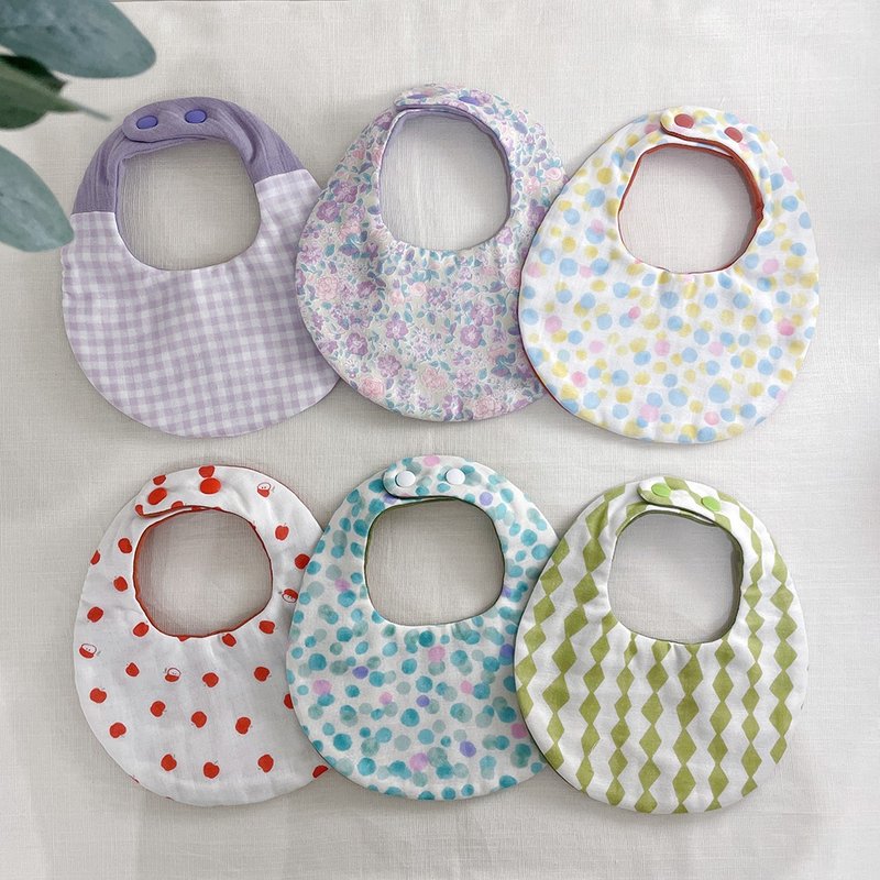 Eight-ply gauze bib bag and saliva towel - ผ้ากันเปื้อน - ผ้าฝ้าย/ผ้าลินิน สีม่วง