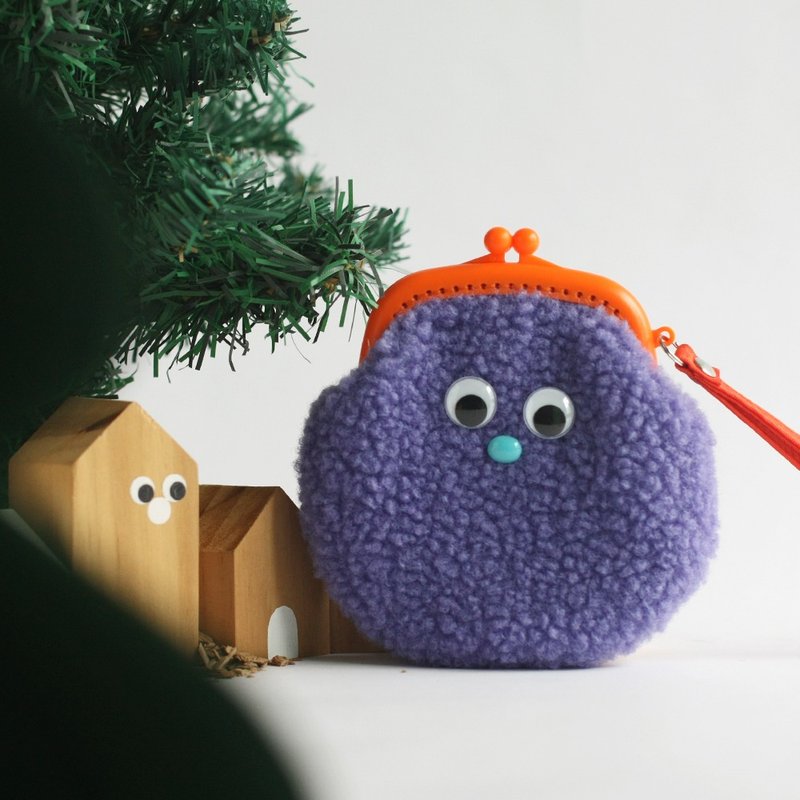 甜甜派毛毛怪塑膠口金零錢頸揹包 - 零錢包/小錢包 - 其他材質 紫色