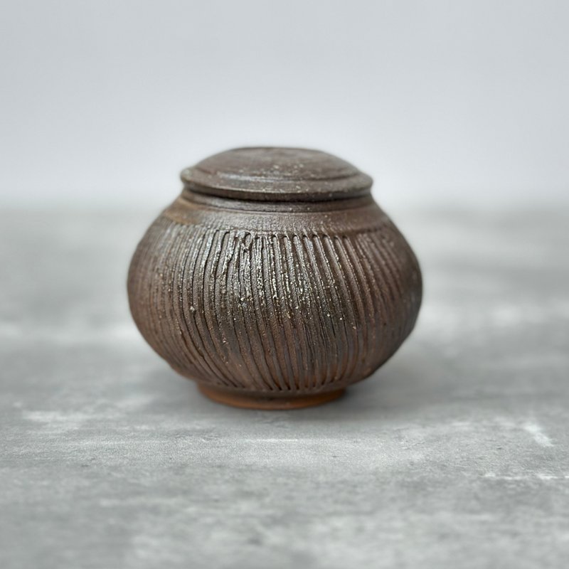 柴燒茶葉罐 - 茶壺/茶杯/茶具 - 陶 咖啡色
