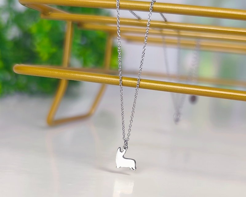 Allergy free -  mini Corgi necklace - Necklaces - Stainless Steel Silver
